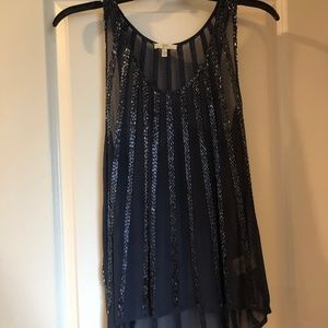 Joie Blue Beaded Tank Top